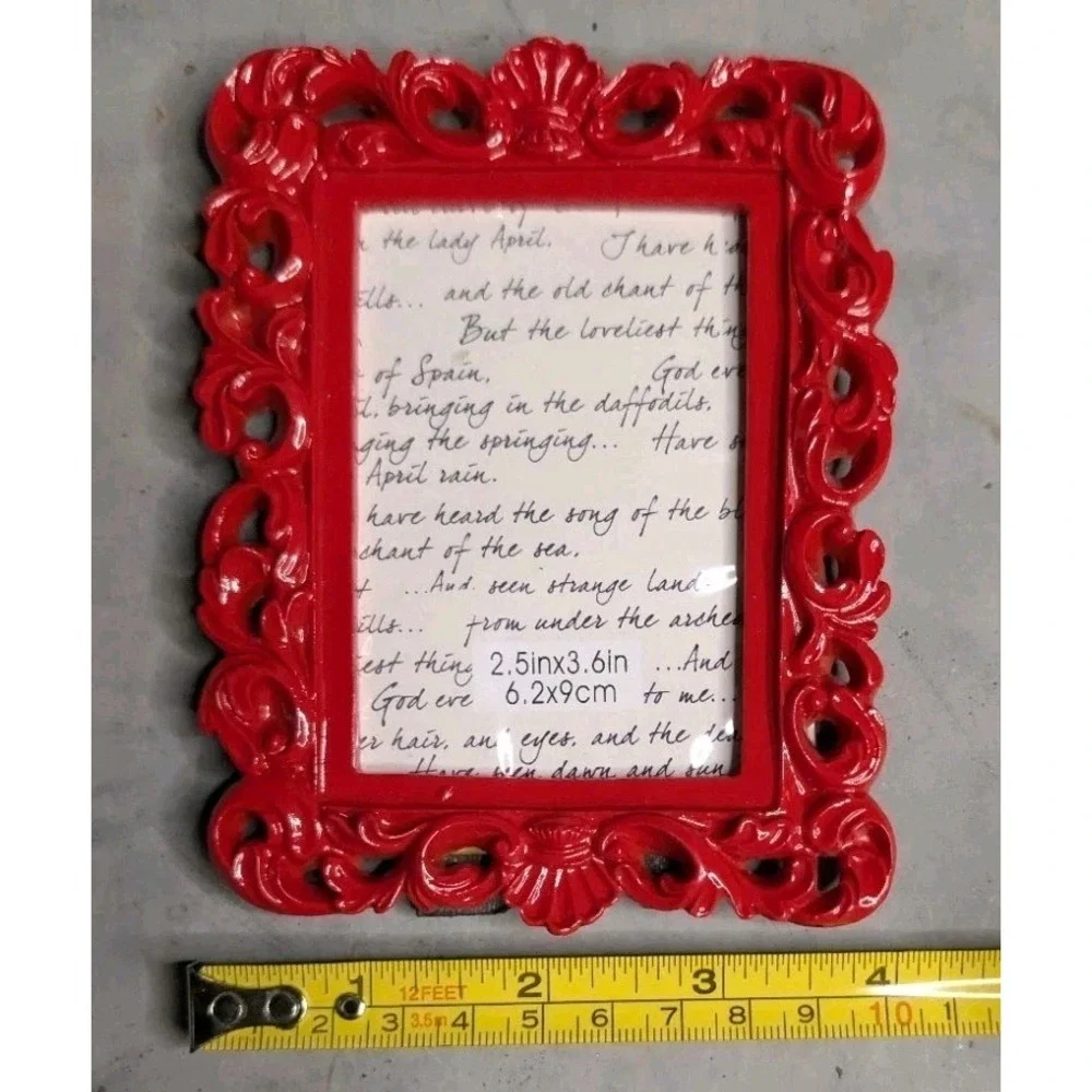Michaels Ornate Baroque Red Rectangular Picture Frame - Small Tabletop 2.5x3.5